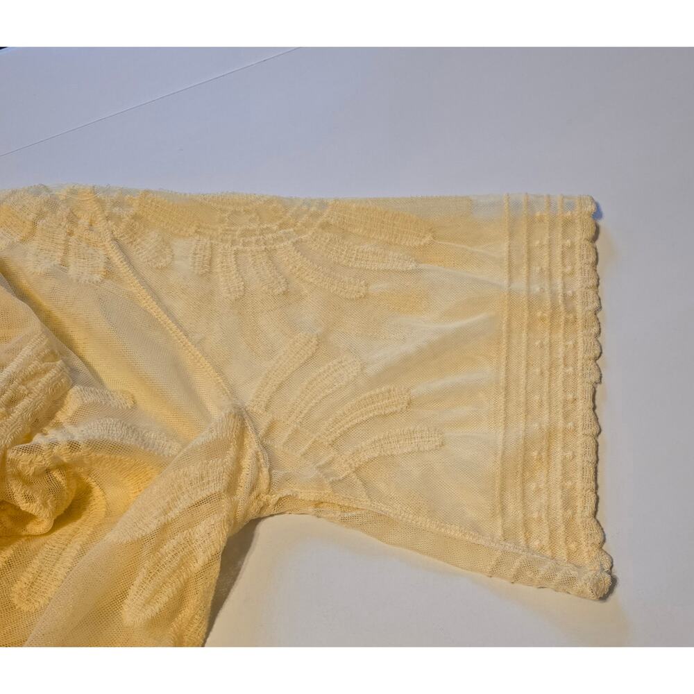 Rebellion Again Kimono Womens Small Yellow Sheer Embroidered Open Front Boho - Picture 8 of 8